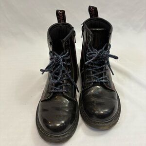 Dr Martens 1460 Sparkle Iridescent Rainbow Black Patent Leather Boots Side Zip